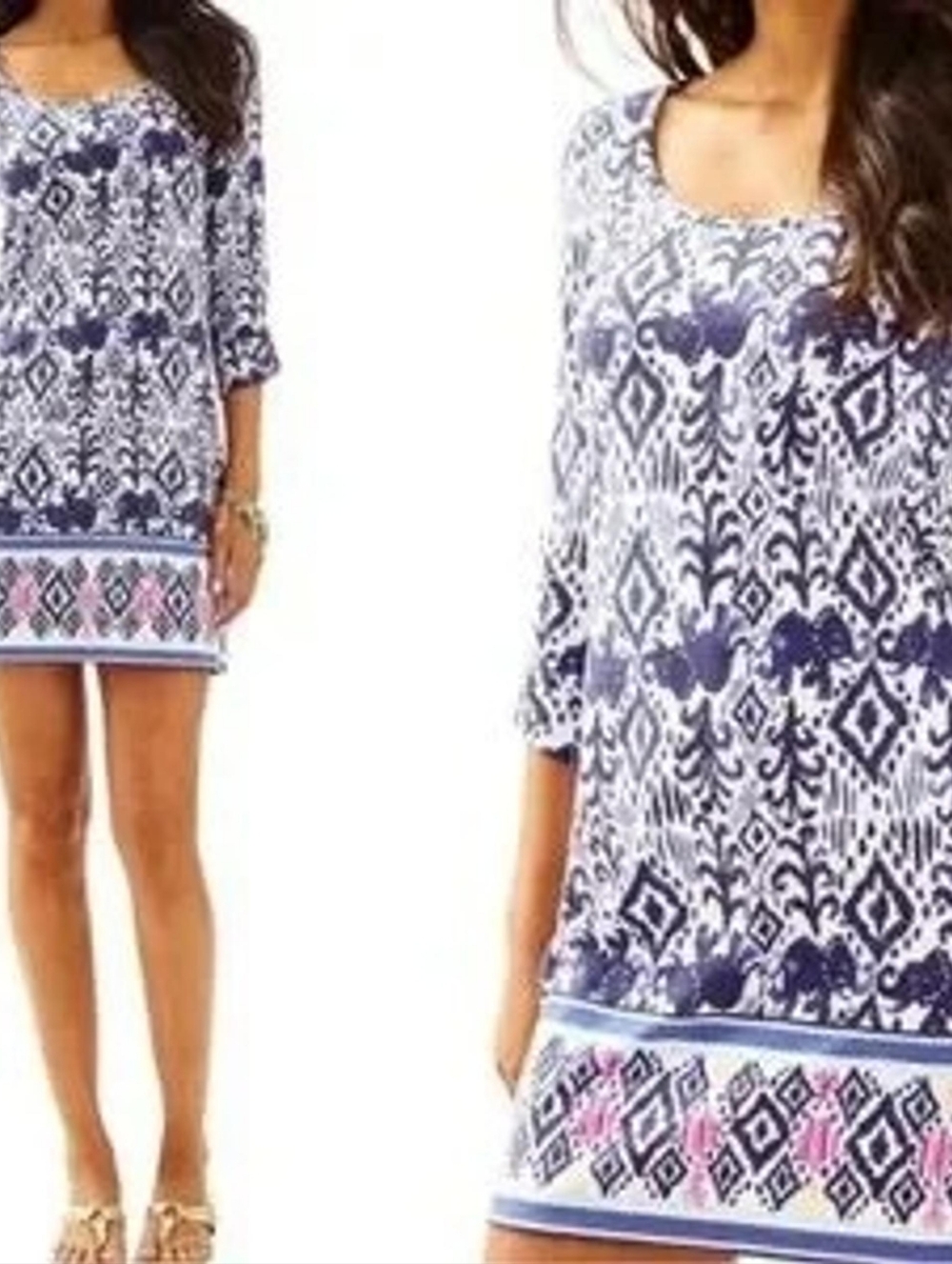 Lilly Pulitzer Ocean Ridge Dress in Bright Navy Blue Ikat Print